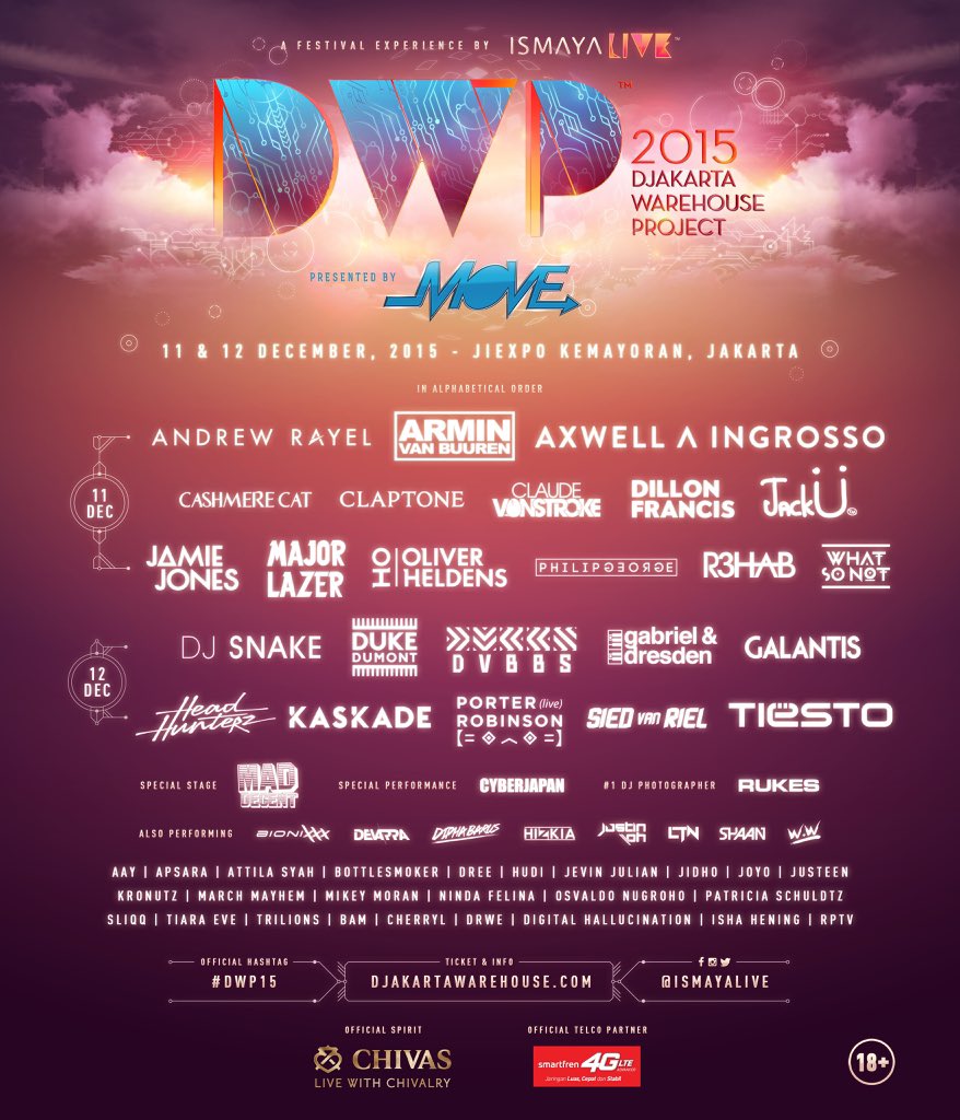 The daily #DWP15 line-up! Get your tickets on djakartawarehouse.com today! Travel packages available too!