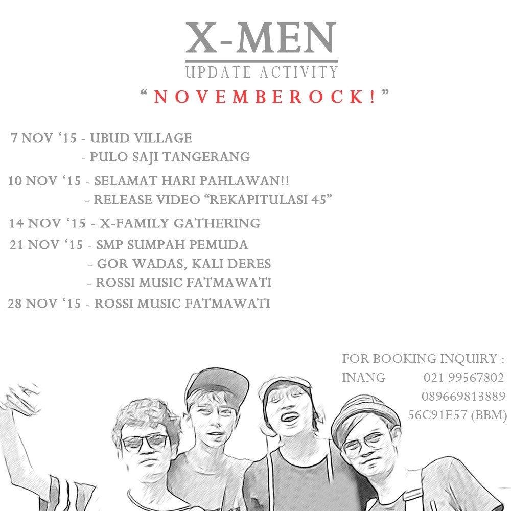 xmenjakarta's tweet photo. Selamat sore, show update novemberock bisa dicheck langsung. Joss... https://t.co/2Vou6ZqPHC