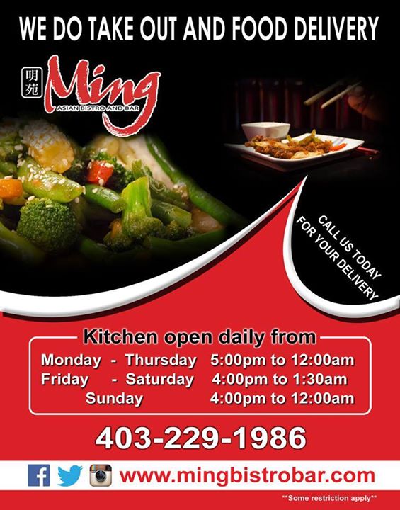 Call us today,Kitchen open till 1:30am tonight 403:229:1986 plus.google.com/+MingAsianBist…