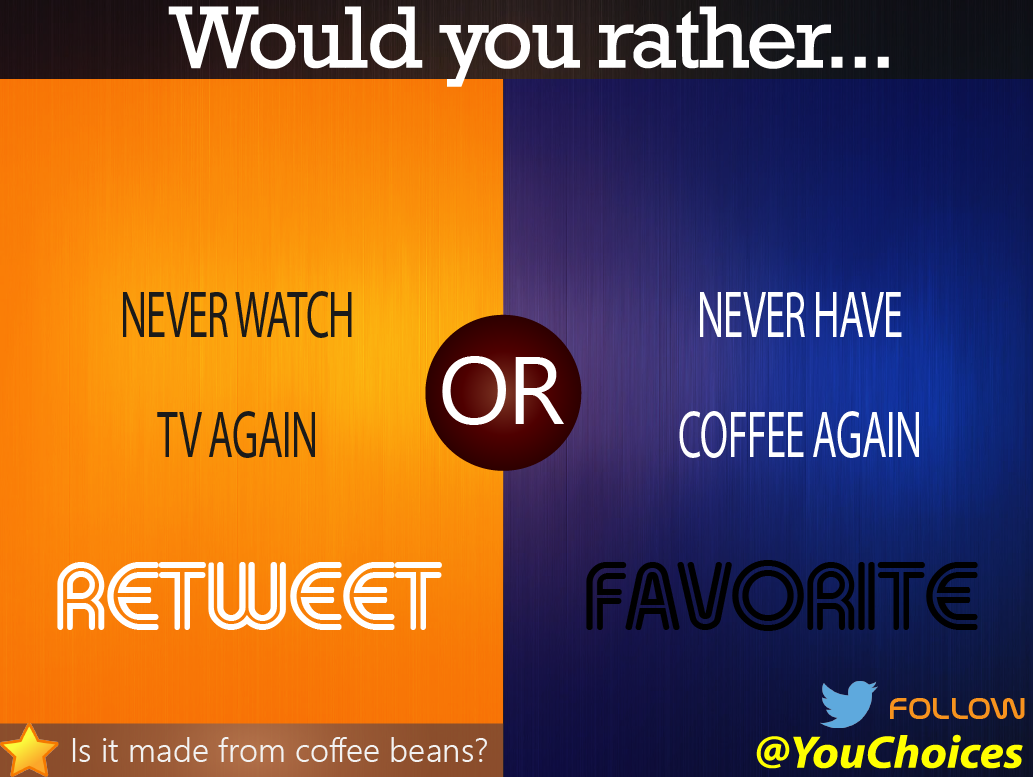 YouChoices's tweet photo. TV or coffee? https://t.co/oeaRa468fC