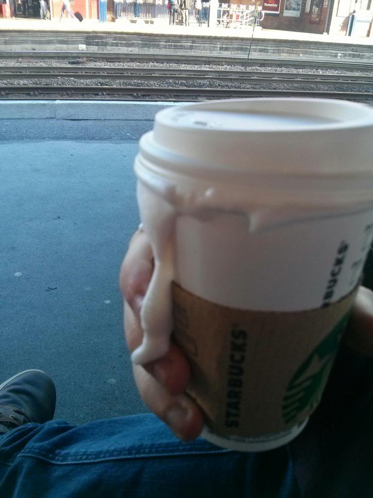 BookOfGreg's tweet photo. My Starbucks cappuccino exploded. How odd. https://t.co/Y1loHUIrBT