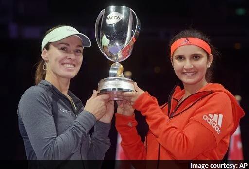 mimydossa's tweet photo. Heartiest Congratulations to Indian Tennis Queen #MirzaSania &amp; #MHingis for winning #WTAFinals for their 9th title. https://t.co/NQiF9XONLH