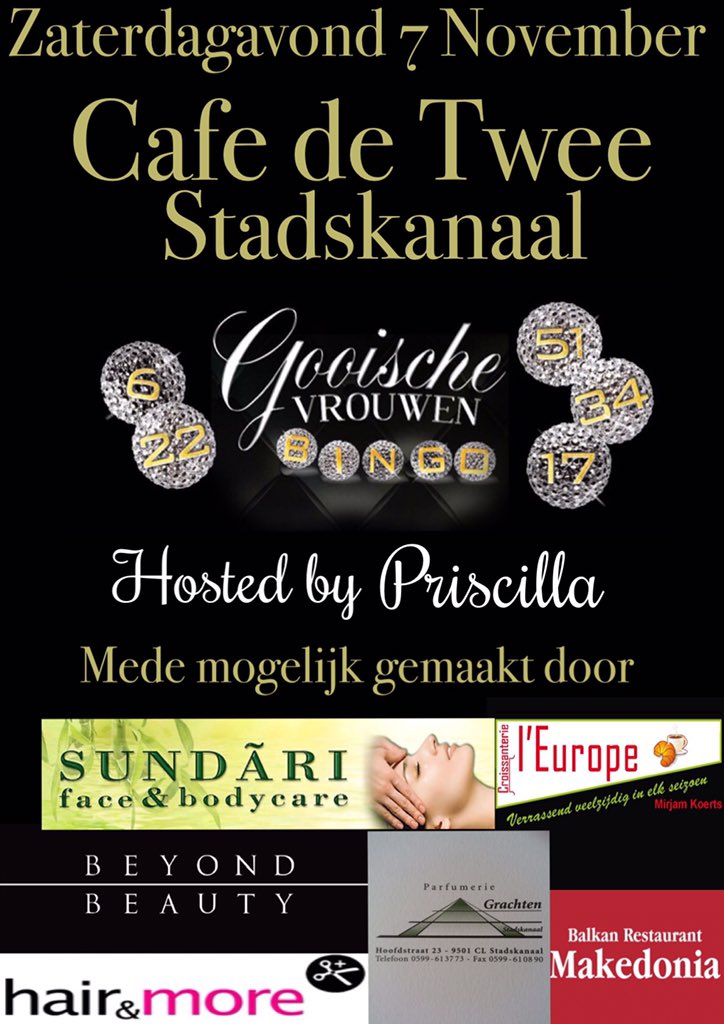 Kaarten te koop aan de bar van Cafe de Twee! Vol=vol!