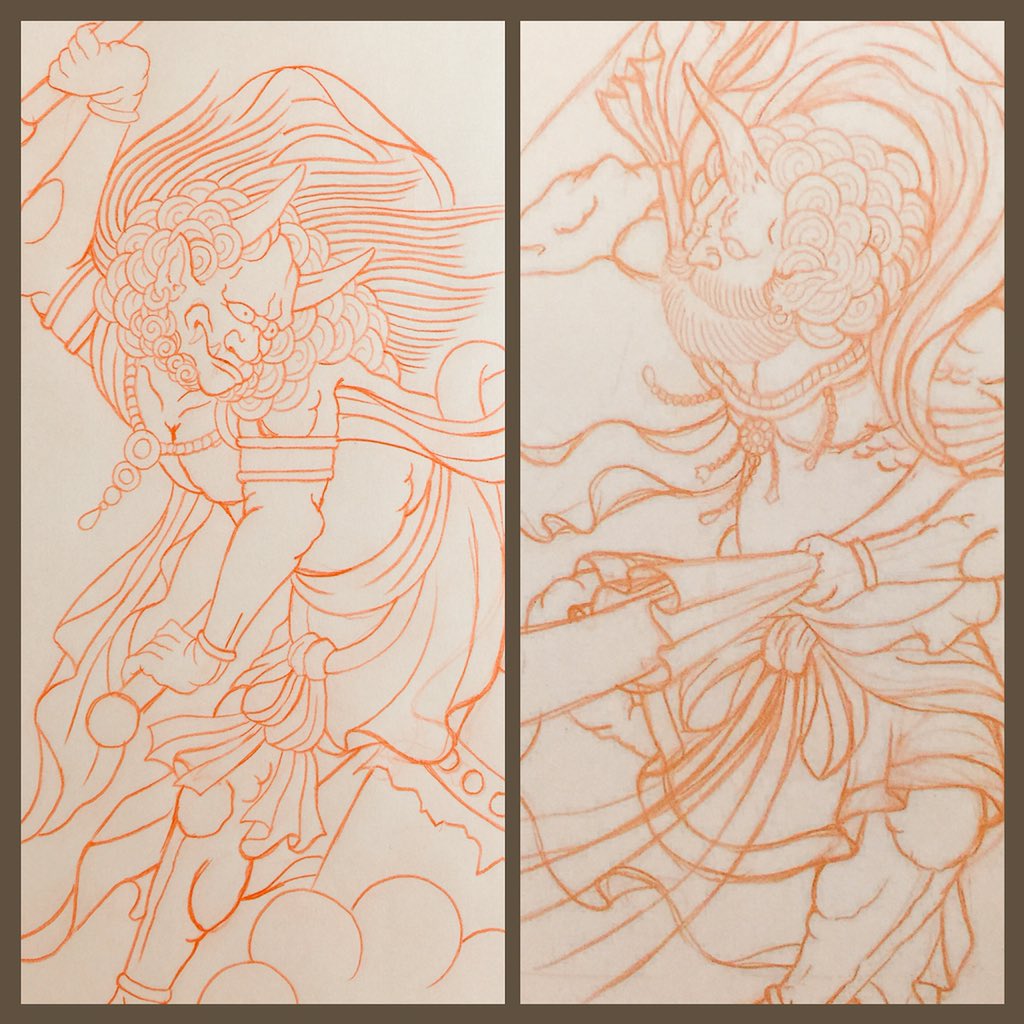 立川 蛙屋刺青 雷神間に合った 風神雷神 下絵 T Co Pwzdfl0gzu 立川 蛙屋刺青 雷神間に合った 風神雷神 下絵 T Co Pwzdfl0gzu