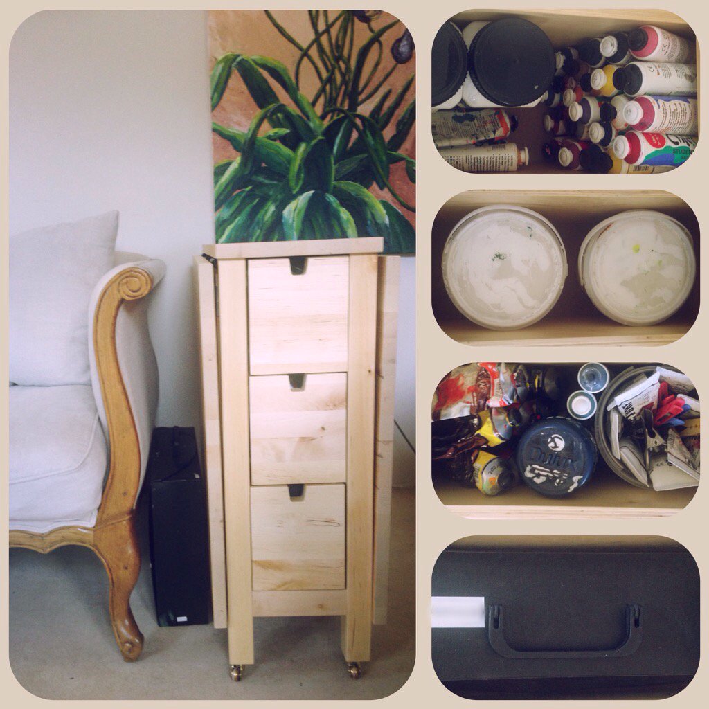 TheClaraEffect's tweet photo. Very proud of my new Artists Table. Norden IKEA table with brass castor wheels #ikeahack #norden #IKEA https://t.co/Wsh9WfhhSY