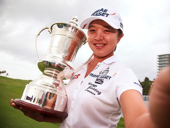 LPGA's tweet photo. #LPGAWinnerSelfie with rookie Sei Young Kim.  It's her 3rd winner selfie of the season! https://t.co/ahFhRofLIA