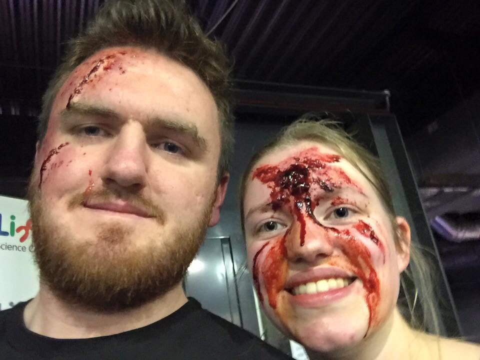 Gemgem5491's tweet photo. Sfx makeup, zombie laser tag survivors, and supernatural! Good Halloween 😋 https://t.co/ZvWZQRV99E