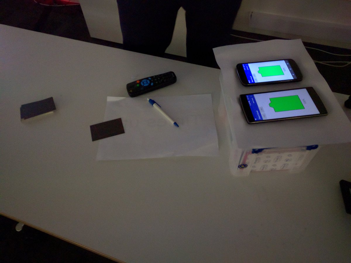 novoda's tweet photo. Great presentations #droidconhack NFC piano, Battery Drain card game w/ nearby api, Halloween Tricks &amp; loyalty cards https://t.co/ZuMtWrYRM2