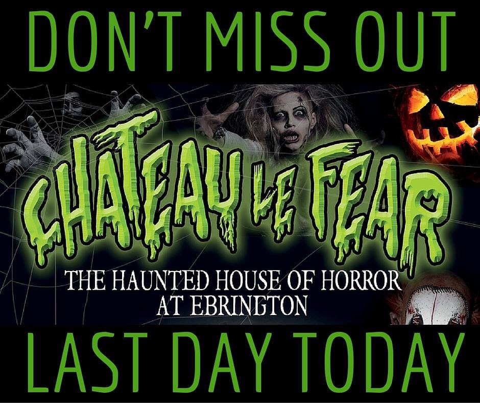 Last day for #chateaulefear here in #Derry don't miss out ! <a href="/ChateauLeFear/">FunFair Ebrington</a> #hauntedhouse #fearFactor