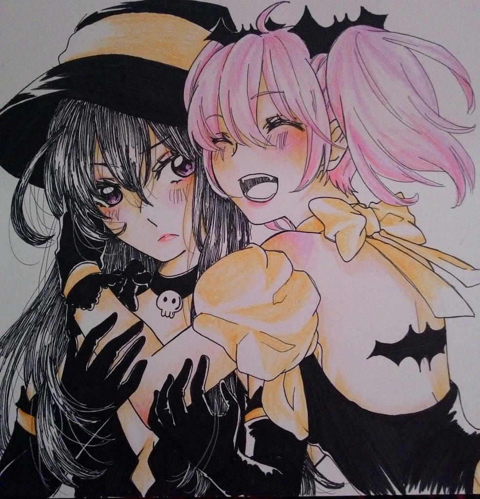 暁美ほむら ,鹿目まどか 「Mado-homu for late halloween  」|n a t a m o n @CF 16 D-07b SUN ONLYのイラスト