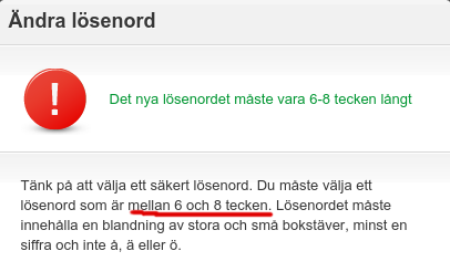 martinflodin's tweet photo. Skämtar ni #bredbandsbolaget? Det går inte att välja ett säkert lösenord som är mellan 6 till 8 tecken. https://t.co/QekuMQMrIY
