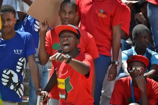 EFFSouthAfrica's tweet photo. Congrats to the EFF SC in VUT for completely defeating zANC kids who tried to bribe students with cool drinks &amp; KFC. https://t.co/9Z42cn2XE3