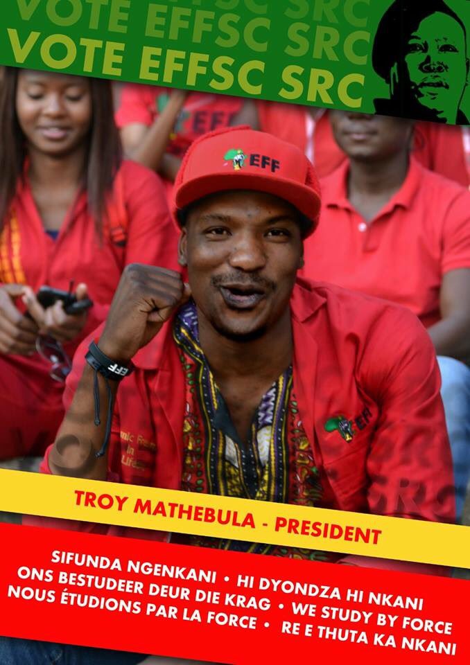 EFFSouthAfrica's tweet photo. Congrats to the EFF SC in VUT for completely defeating zANC kids who tried to bribe students with cool drinks &amp; KFC. https://t.co/9Z42cn2XE3