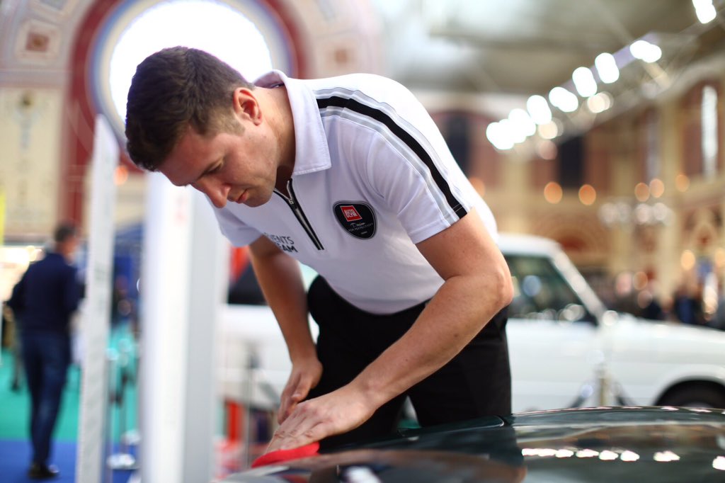 InfluenceComms's tweet photo. .@autoglym team ensuring the 'Best British Car Ever' display is picture perfect #PassionForPerfection #CSCShow https://t.co/IlhLHKCJ1P