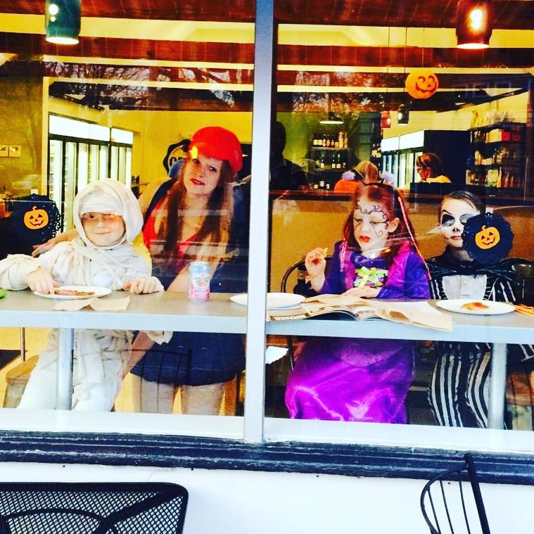 HandysMarket's tweet photo. Jack Skellington, a Mummy, a Butterfly Princess, and Mario stopped by last night for dinner. #Halloween #yarmouthme https://t.co/QmWi4V4WMM
