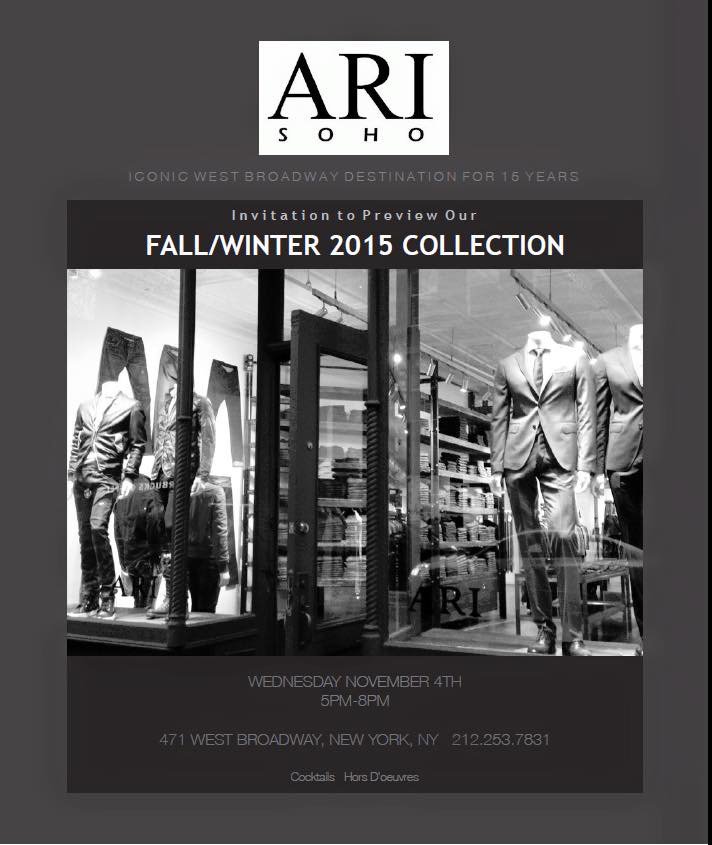 Fall Preview at ARI in Soho... Wednesday Nov 4th... RSVP to cherylann@arisoho.com
