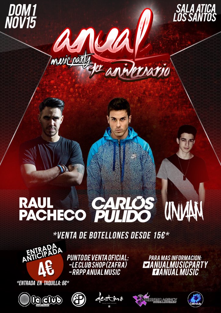 AnualMusicParty's tweet photo. Poco + de 3 horas para abrir la sala y dar comienzo a nuestro aniversario
Te vas a perder a Pacheco,Pulido y Unnam? https://t.co/Dk5rX9zLlV