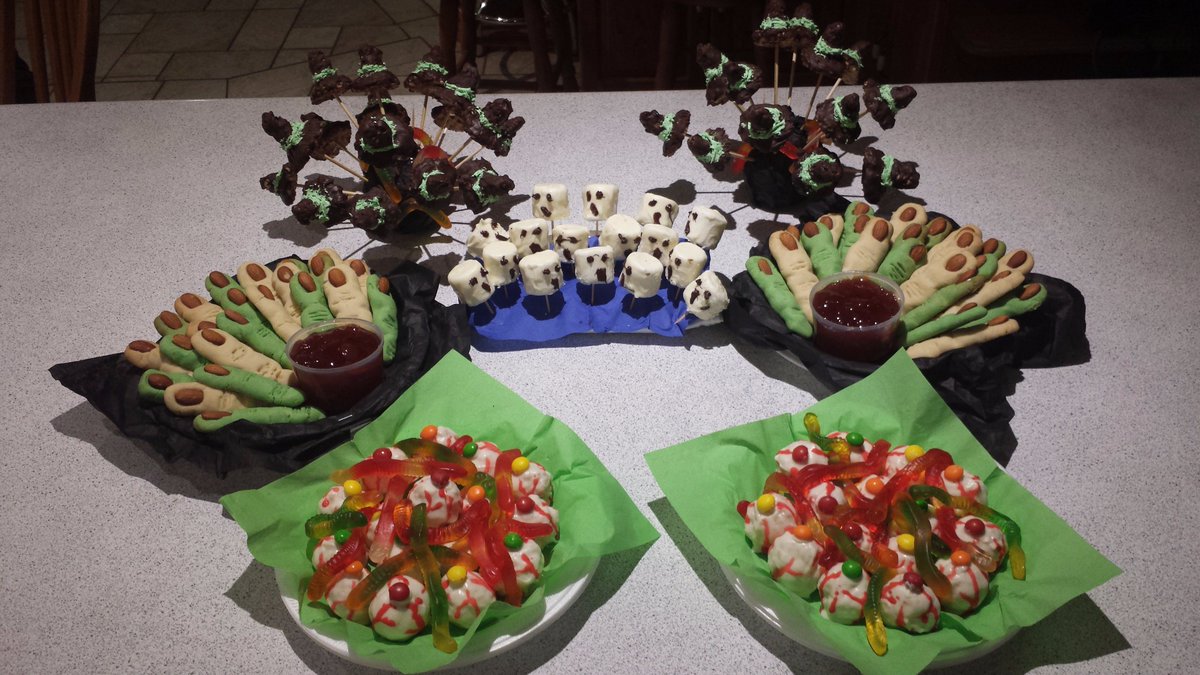metzgersabrina's tweet photo. Halloween insulin spike! Witches hats, ghosts, fingers with blood, eyeballs and worms! #URwhatUtwEat @UWAlexTA https://t.co/GPPxrRQzIi
