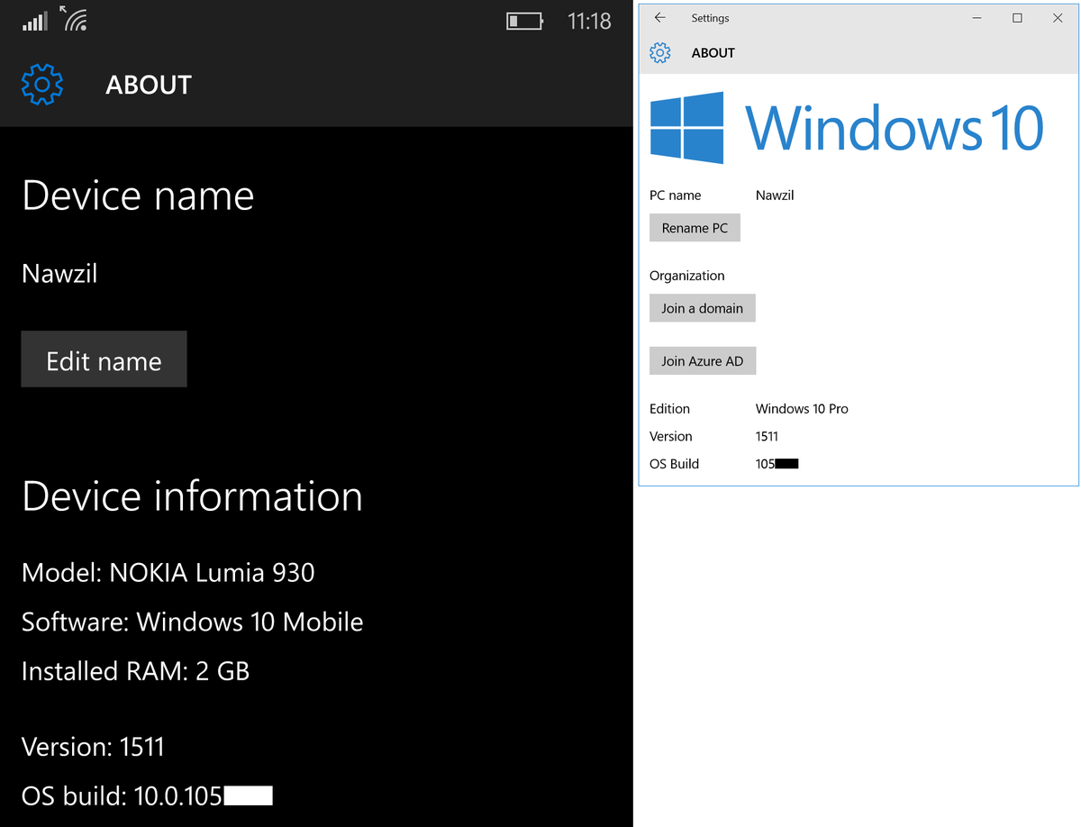 NawzilX's tweet image. Date format of the version is YYMM, so 1511 means November 2015.
 
#Windows10 Fall / November update (#Threshold2).