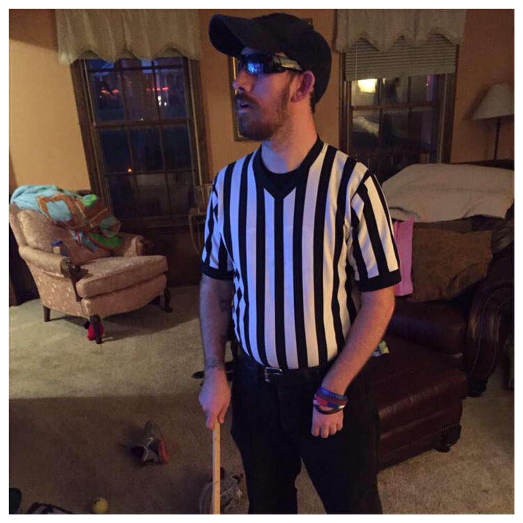 RefGeorgeMack's tweet photo. #halloween2015 #HandicappedHandsome #CrippledCasanova #RavishingRef was a #BlindReferee https://t.co/WkeE606ZZG