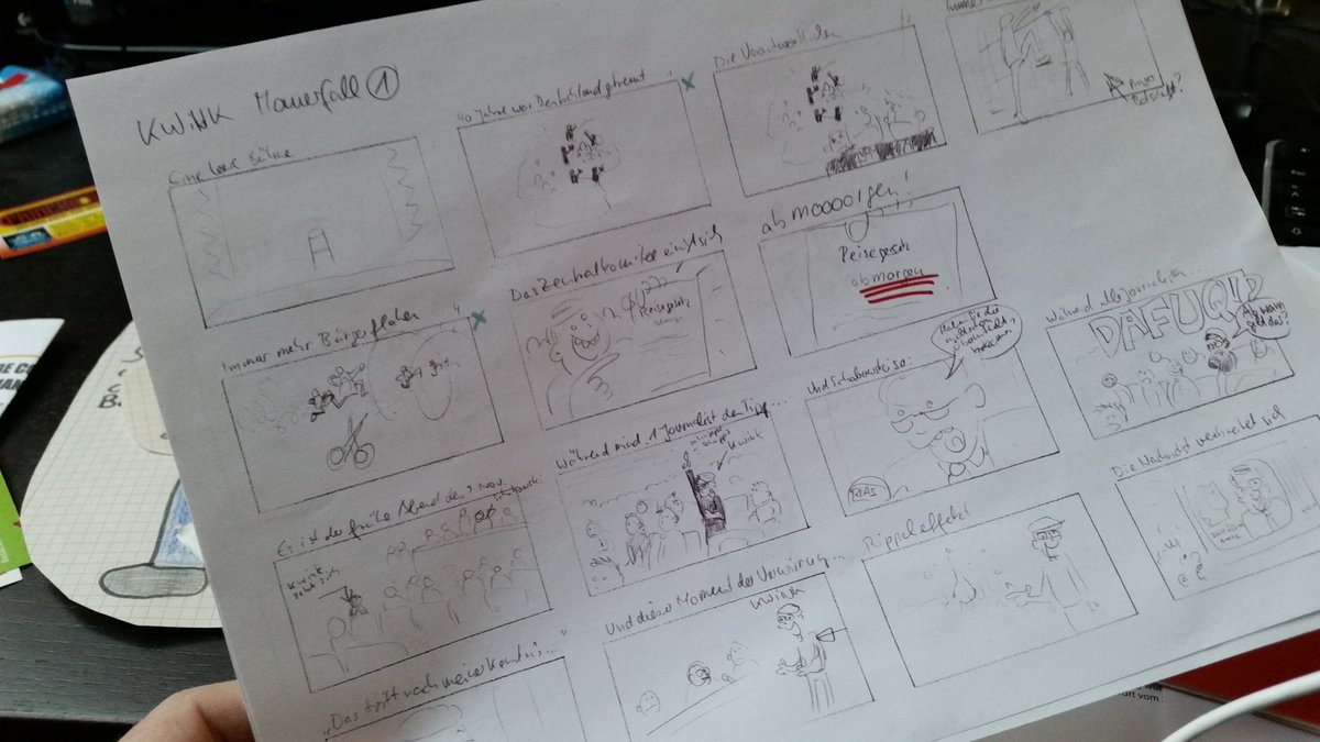 LeKWiNK's tweet photo. Beim Aufräumen gefunden: @manniac's Storyboard für seine Sequenzen zu unserem #MauerFail-Video letztes Jahr. https://t.co/op3H3lmWVl