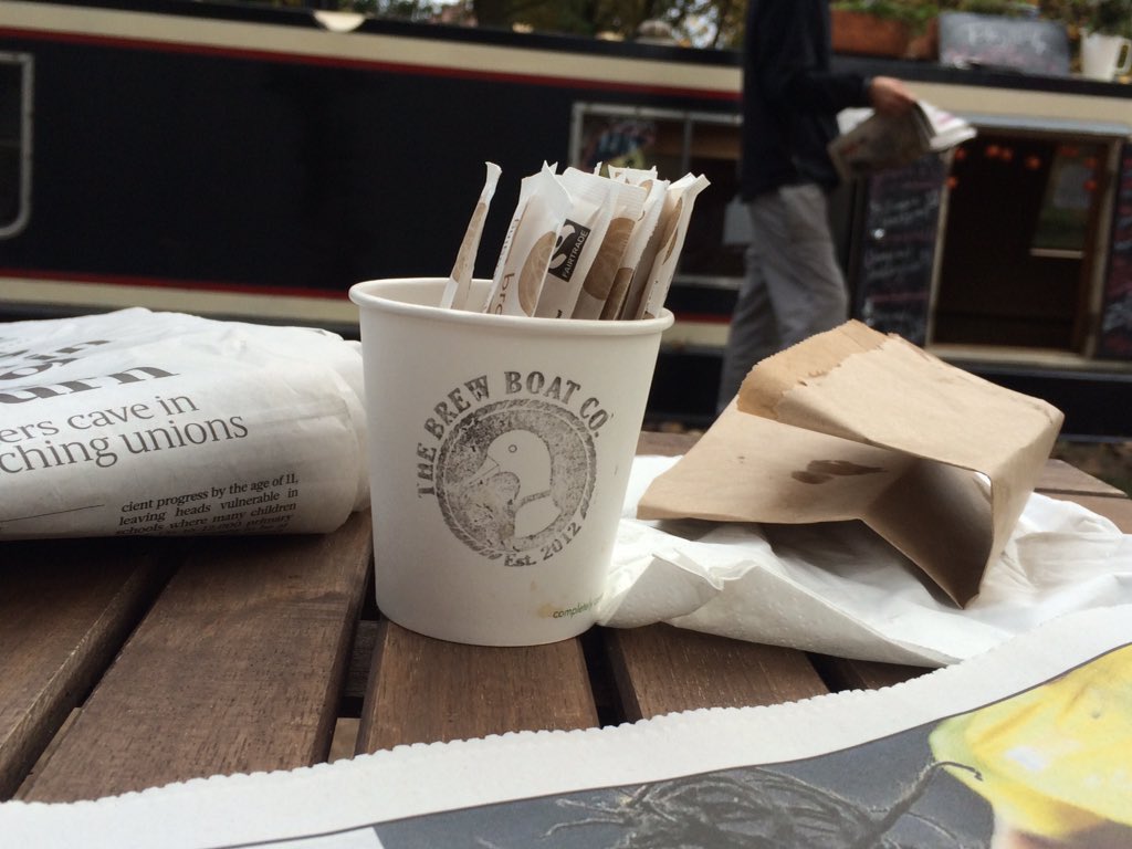 Sour_and_Grumpy's tweet photo. Beetroot soup &amp; bacon butty- perfect Sunday stroll. Last chance @BrewBoatCompany closes for winter after next w'end https://t.co/R931GNK086
