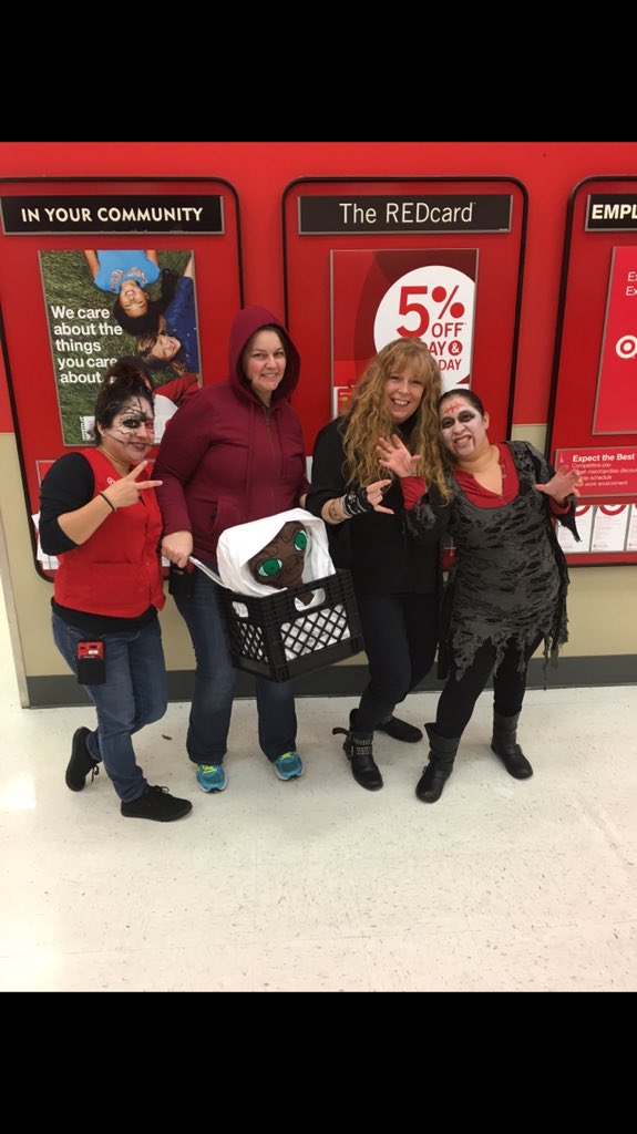 Now I know why they call it the graveyard shift! Softlines ladies rocking their Halloween costumes! #targethalloween