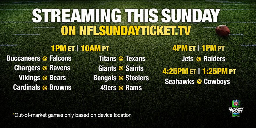 DIRECTV's tweet photo. #NFL GAME DAY! Which game are you streaming today? Visit https://t.co/QL1I0iRgyB and #StreamNFLST at 1PM ET. https://t.co/bXj0roujRW