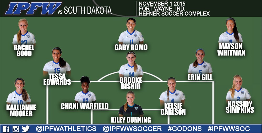 MastodonWSoccer's tweet photo. Here is your #IPFWwsoc starting lineup for today's game against South Dakota! https://t.co/PAnzdEIeuV