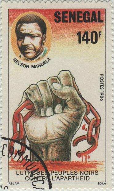 Senegal's anti-apartheid stamps issued in 1986/1987.