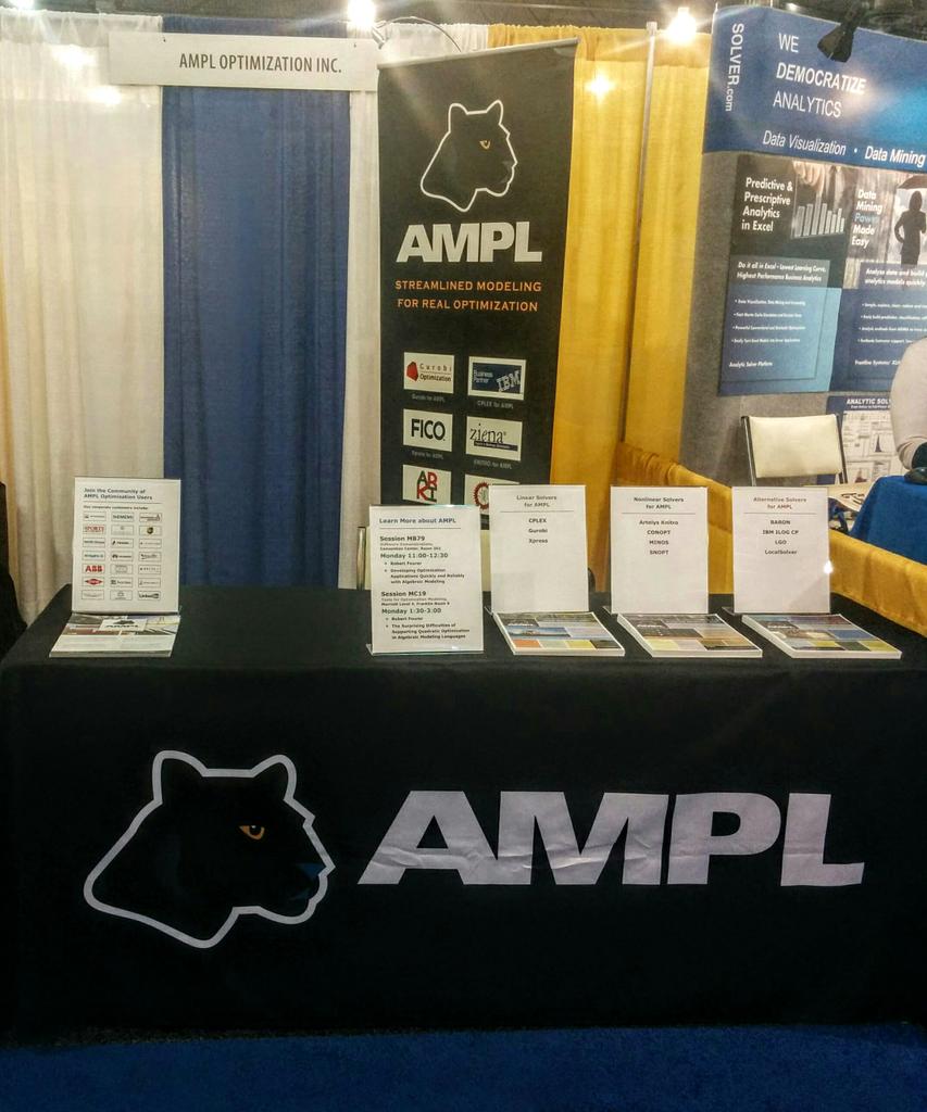 vzverovich's tweet image. The #ampl booth at #informs2015 is open. Come visit us.
