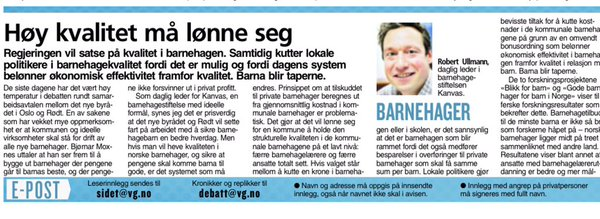 Kanvasbarnehage's tweet photo. Kommuner kutter i barnehagekvalitet fordi det er mulig. Ja til bemannings- og pedagognorm! @vgnett @konservativ https://t.co/T7WwNdkx8h