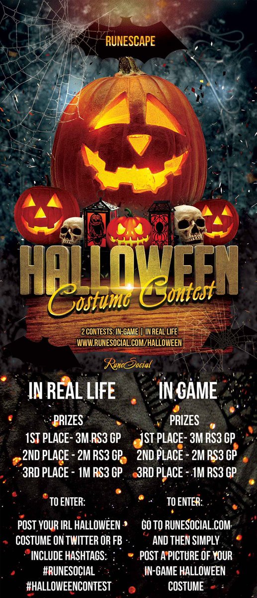 RuneSocial's tweet photo. Today is your last chance to enter to win RS3 GP! See the picture for info! 
#RuneScape Halloween Contest/Giveaway! https://t.co/2i1uOIv3m6
