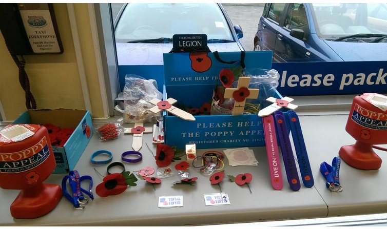 2376BBATC's tweet photo. Poppy selling today at both sainsburys and aldi. Only 6 full days left before remembrance day. #Aircadets #whatwedo https://t.co/rMoiZvdzHT
