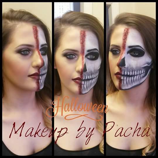 makeupbypacha's tweet photo. #Halfskeleton #halfglam #makeupbypacha #sheffieldmakeupartist #halloweenmakeup #fearfest #magna #sheffieldissuper https://t.co/wYf4BKPDtJ