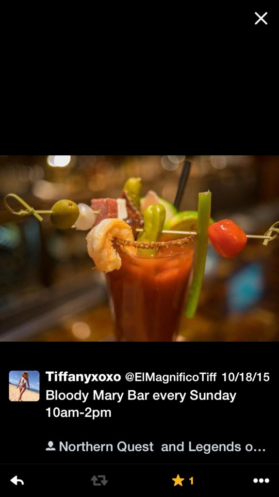 ElMagnificoTiff's tweet photo. Right now in Legends of Fire at @NorthernQuest Bloody Mary bar 10-2 https://t.co/2BufwxRtn3