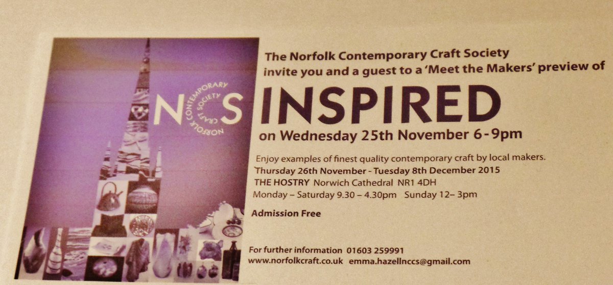 Please join us for the Private View of Inspired at Norwich cathedral. 25th Nov. 6-9pm