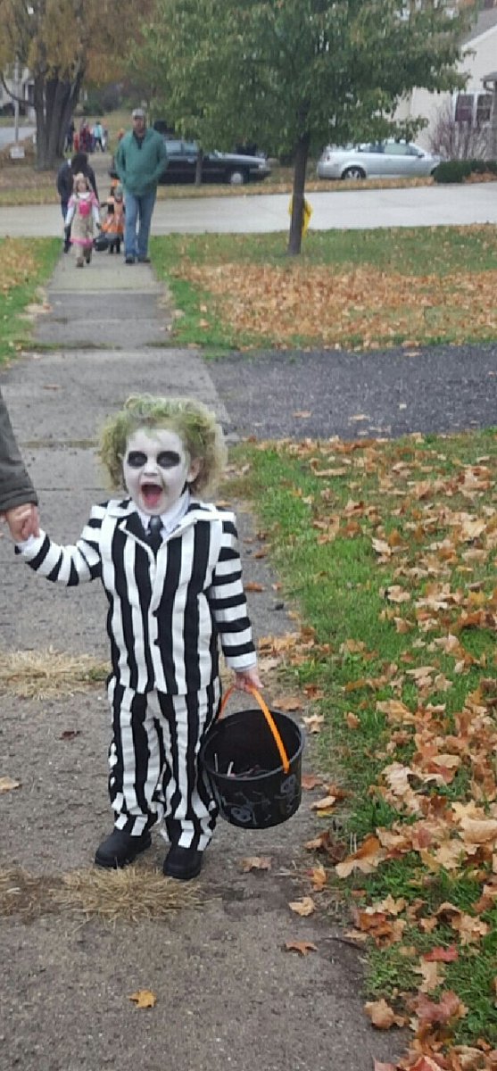 Jacqui2005's tweet photo. #halloween2015 #diycostume #beetlejuice #mymainbabe @TheEllenShow https://t.co/4q1kjNUalY