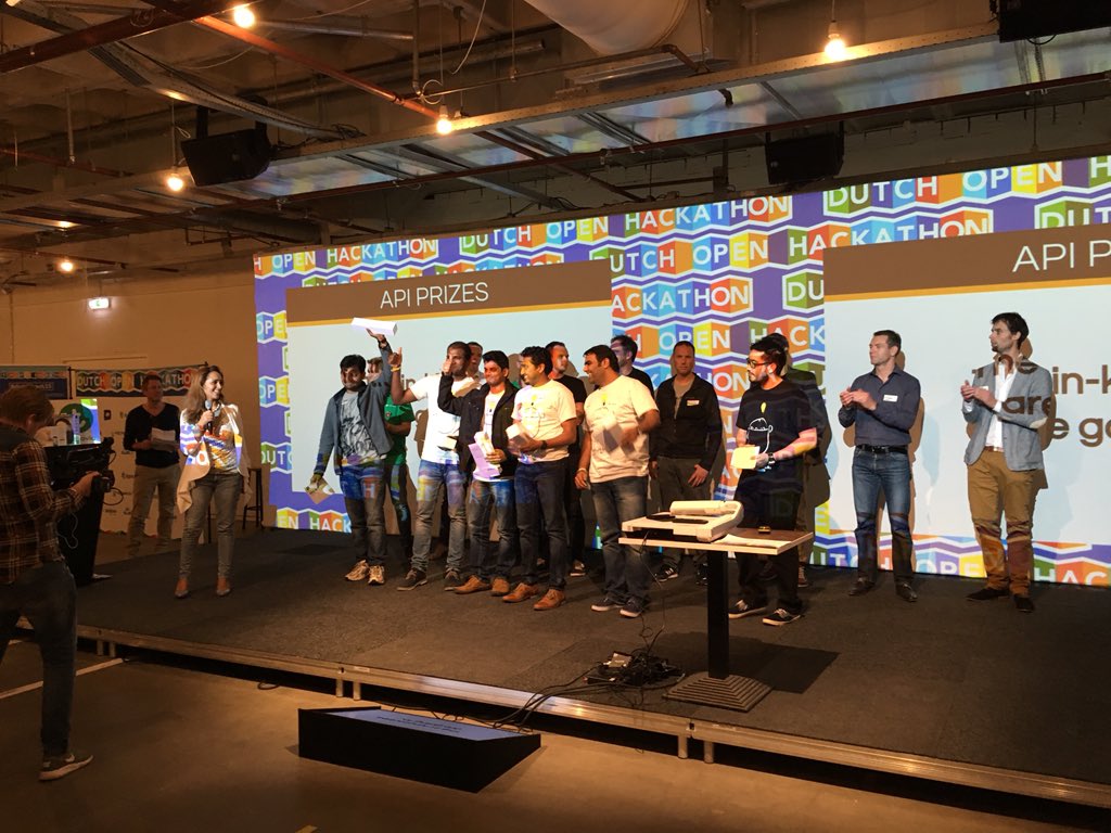 dutchhackathon's tweet photo. The first winners are the teams that were picked by the DOH API partners. #dutchhack15 https://t.co/HfI0FFRgft