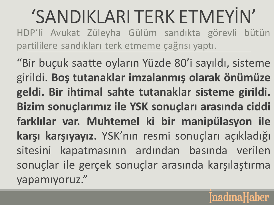 GeziyiUnutma's tweet photo. Av. Züleyha Gülüm: "Bizim sonuçlarımız ile YSK Sonuçları farklı. Muhtemel bir manipülasyon ile karşı karşıyayız." https://t.co/TJDqVF1IjF