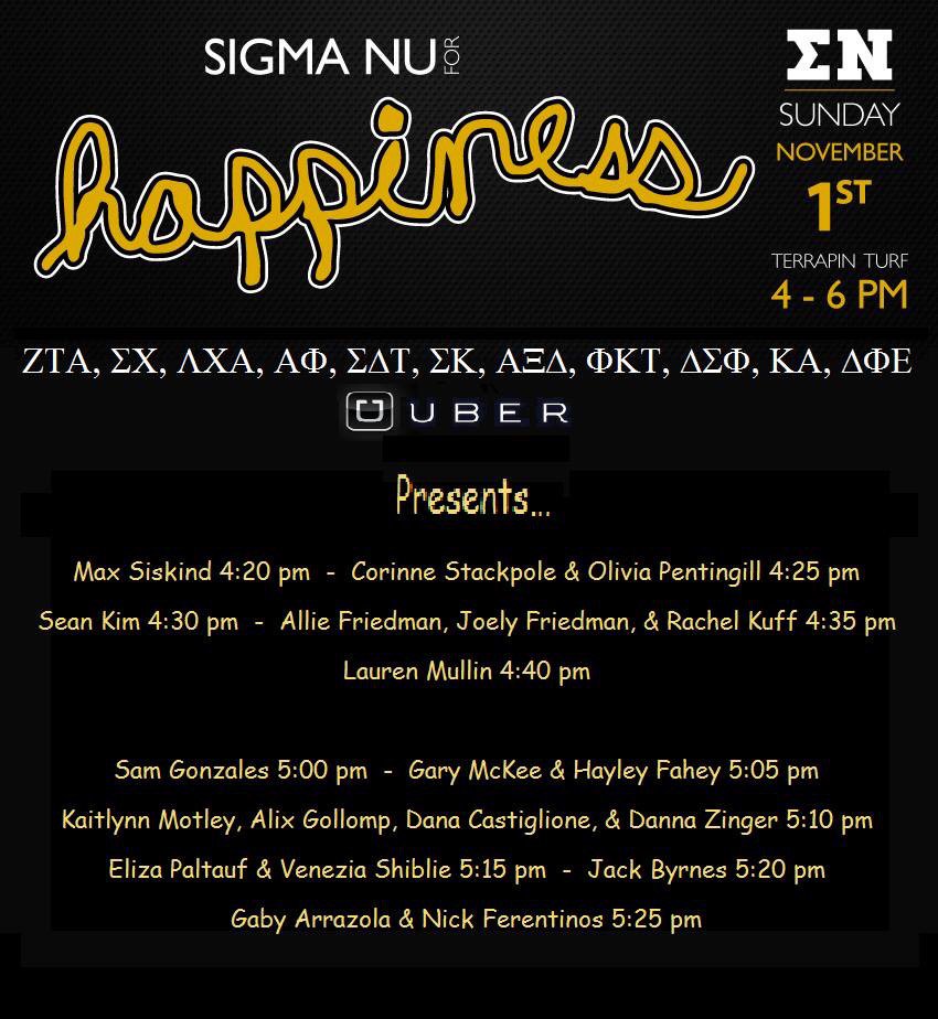 UMDSigmaNu's tweet photo. Come to TURF to see your favorite Greeks/UMD students perform to raise awareness against drunk driving #3$atTheDoor https://t.co/U2qG96IInE