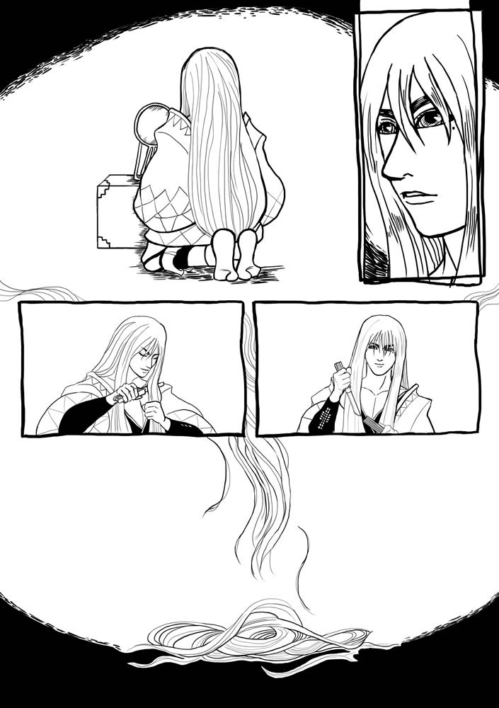 髪を切る利休さんです。 