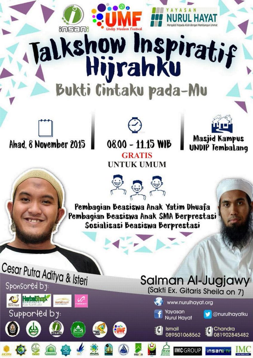 Ada acara kece nih tanggal 8 November. Ikutan yuk :)
#allahmahacinta
#umf2015
#primemorality