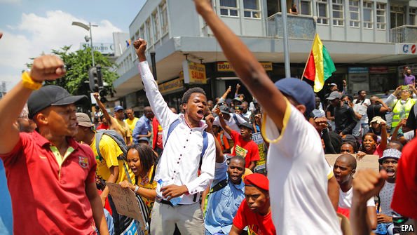 TheEconomist's tweet photo. Student protests in South Africa: the ruling ANC should be worried https://t.co/IOpMRypWQS https://t.co/UbtSVwlh3t