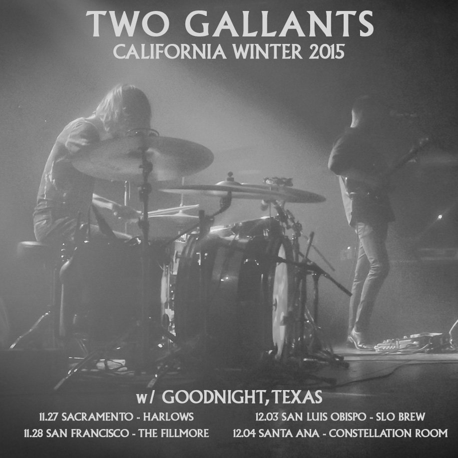 TwoGallants's tweet image. SF - Get tix without any service charges for the Nov 28 @FillmoreSF show on Sunday's at their box office until 3pm.