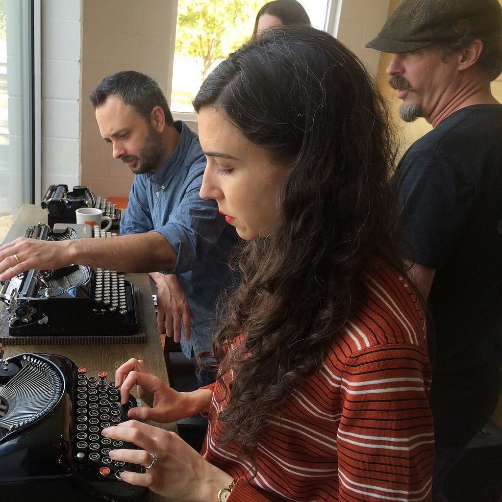 ShortOrderPoems's tweet photo. SOP typewriter workshop with Charles Barrett Justice. #elementalcoffee https://t.co/pkGgF8W97N