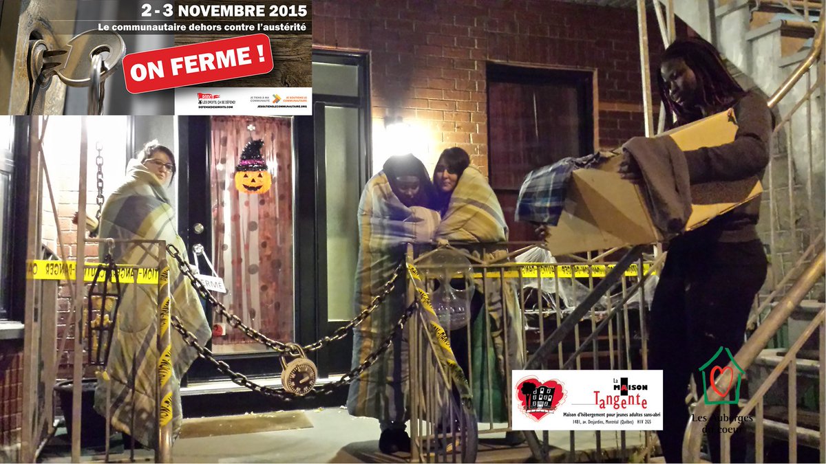 aubergesducoeur's tweet image. Auberge Maison Tangente illustre de façon originale sa fermeture #clédanslaporte #OnFerme #engreve #ocass #2et3nov