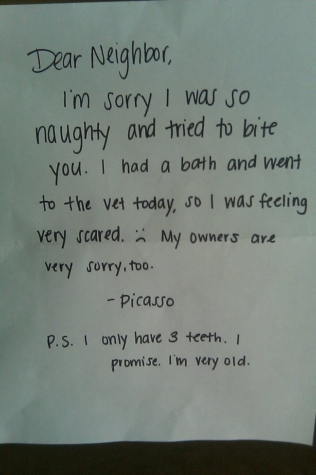 SueDewy's tweet photo. "@WORK2LIVE75  LOL an old dog’s apology note.

More apologies (almost as funny) at https://t.co/pHsBc82REn https://t.co/ECtN9s9IVR"