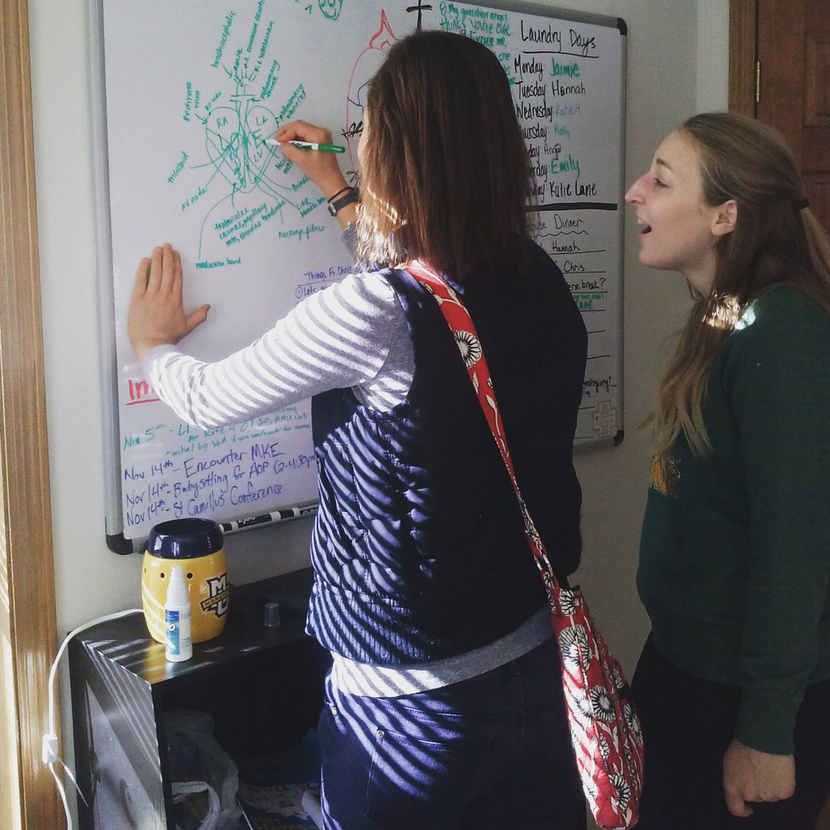 WCHSacredHeart's tweet photo. KMD: "Hey we should redo the sacred heart" KLF: "Ok!" Precedes 2 draw labeled anatomical correct heart #Nerds #AMDG https://t.co/1RkQGcpCcJ