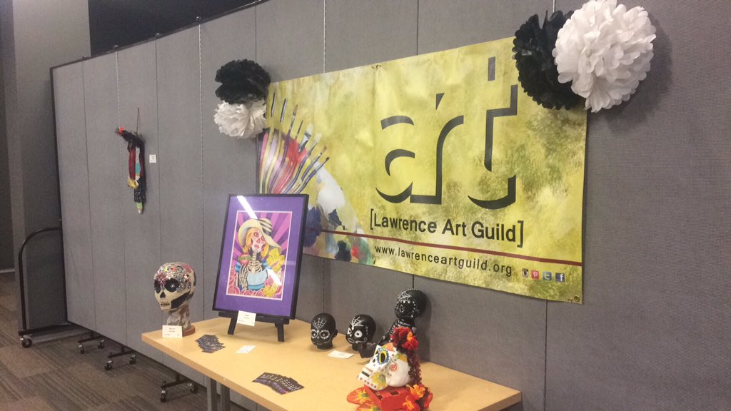 larryartguild's tweet photo. Join us @lawrencepubliclibrary for our first annual Dia De Los Muertos event! #happeningnow #lfk https://t.co/v7np3hms81